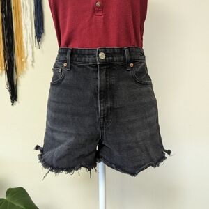 Black Denim High-Waisted Shorts | American Eagle | Size 4